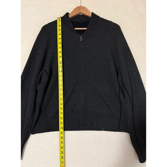 Lululemon Sweater Womens 12 Gray Merino Wool Zip Up Bomber Knit Jacket Cardigan - Picture 6 of 9